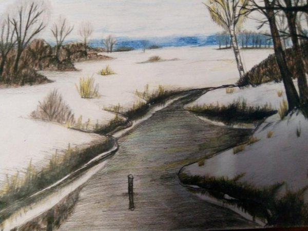 Рисование весеннего пейзажа