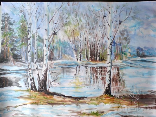 Рисование весеннего пейзажа