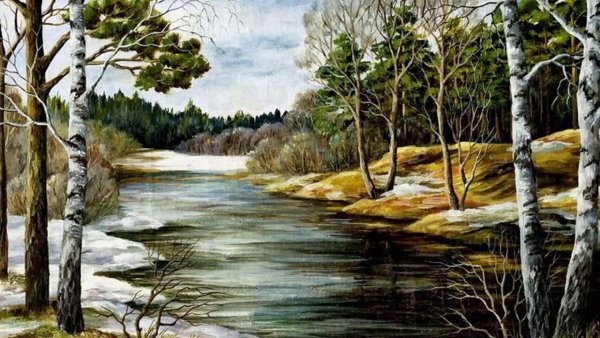 Рисование весеннего пейзажа