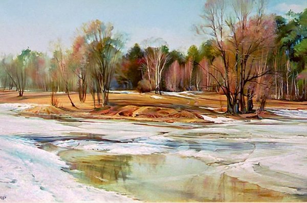 Художник Репин Дмитрий Петрович. Весенние первоцветы