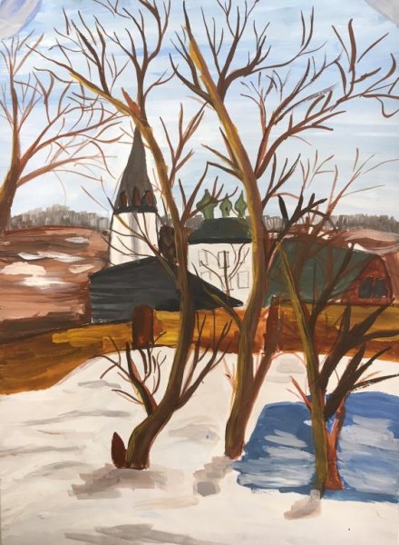 Весенний пейзаж с Церковью