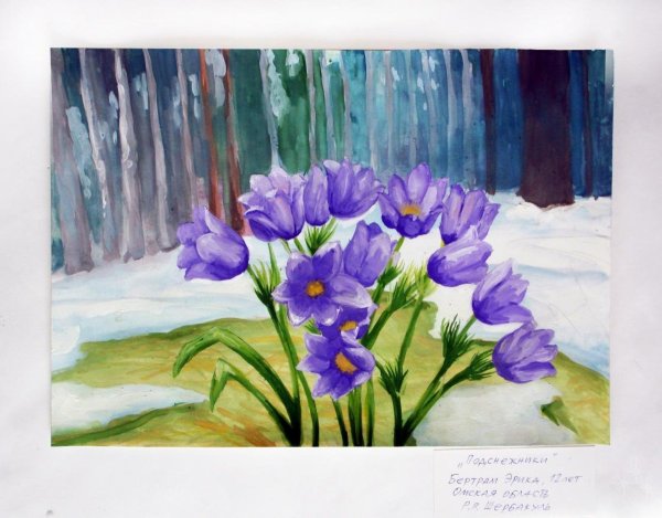 Весенние цветы гуашью