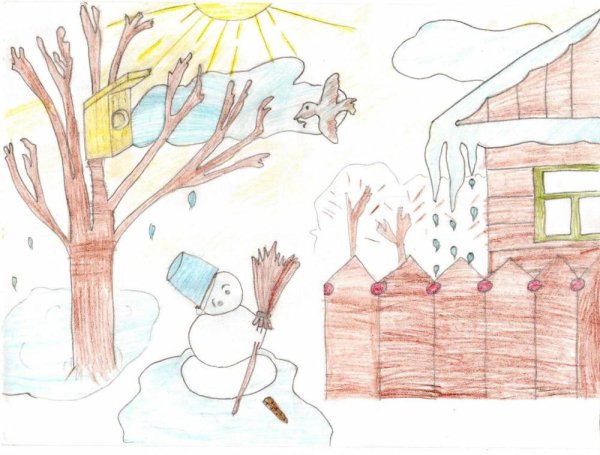 Весна рисунок карандашом