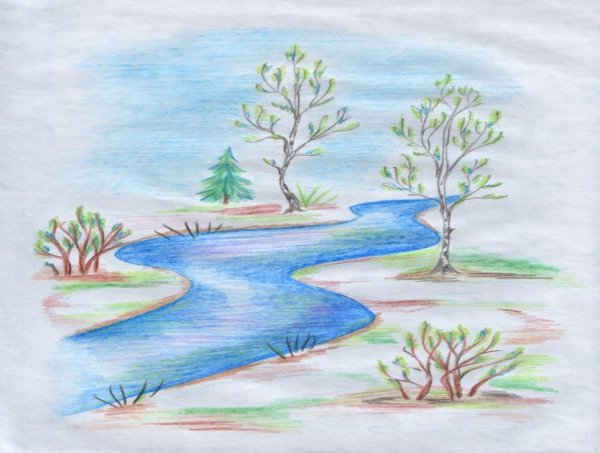 Рисунок осень карандашом