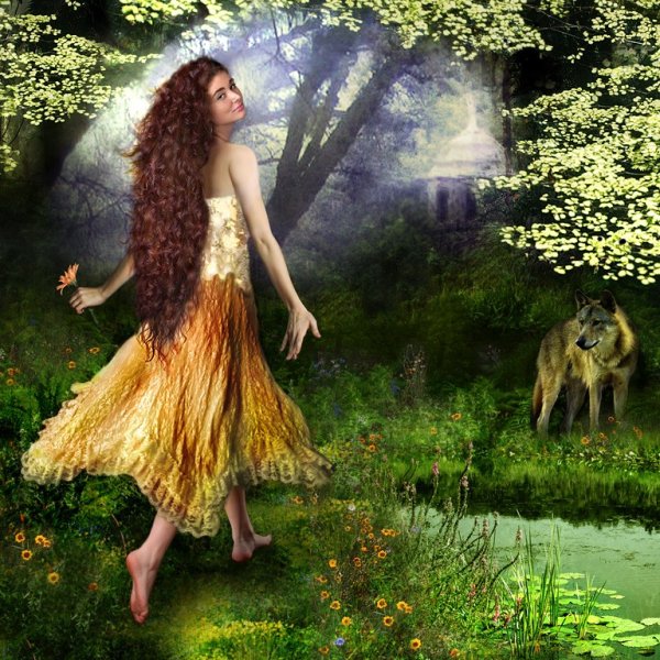 Девушка в сказочном лесу