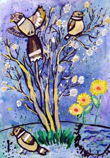 Весенний пейзаж рисунок для детей