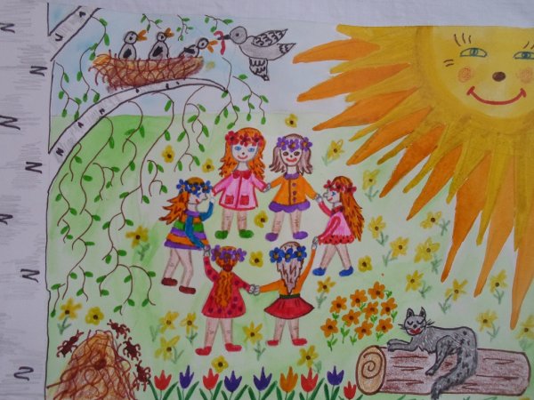 Рисунок мы рады весне креативный рисунок
