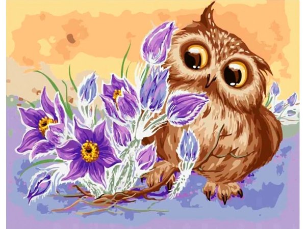 Сова с цветами