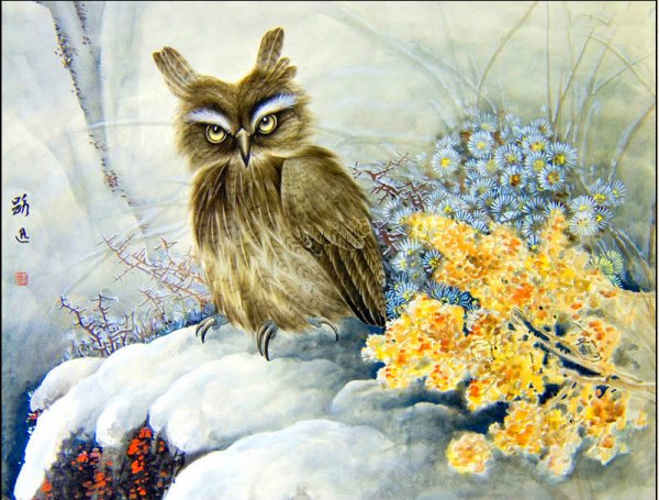 Совушки акварелью