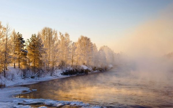 Река Шуя в Карелии зимой