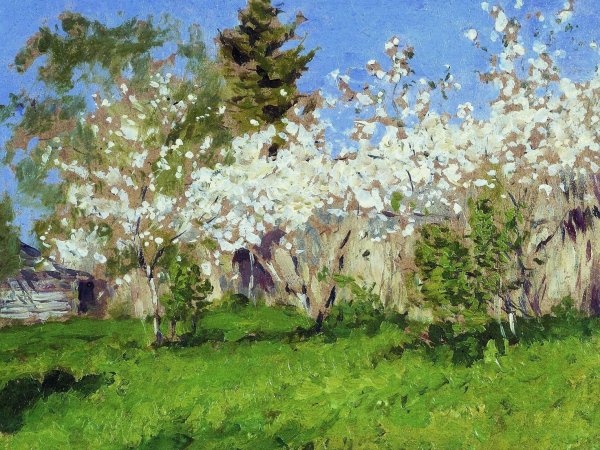 Левитан цветущие яблони 1896