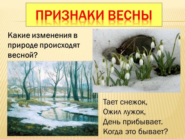 Весенние признаки в природе