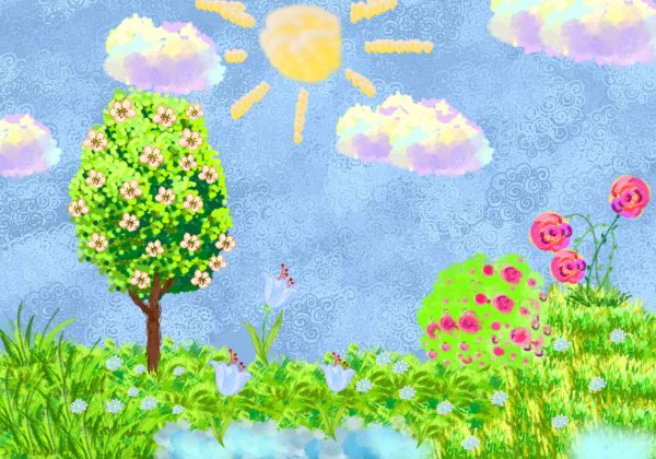 Рисование Цветущий сад