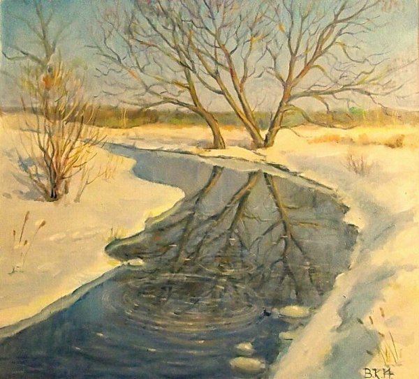 Весенний пейзаж карандашом