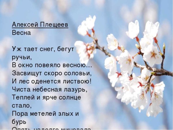 Стихотворение Плещеева Весна