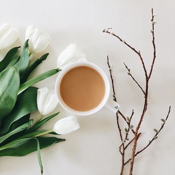 Чашка кофе и цветочек