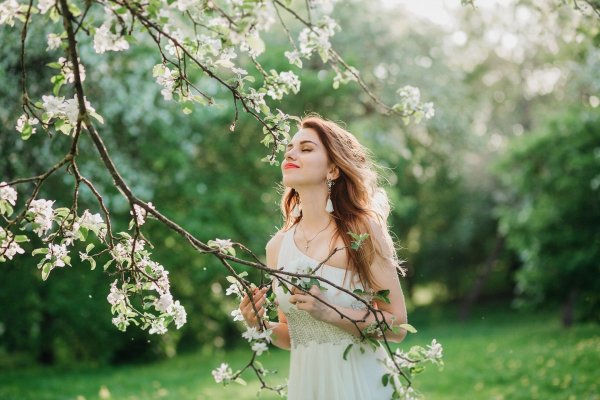 Девушка в яблоневом саду