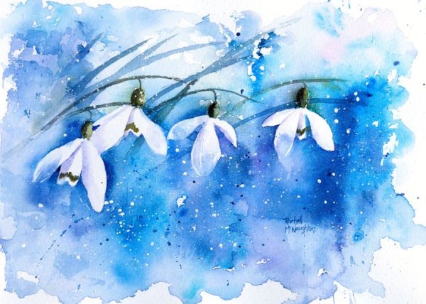 Людмила Балабан подснежники акварель