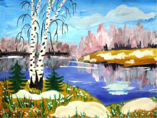 Рисование весеннего пейзажа