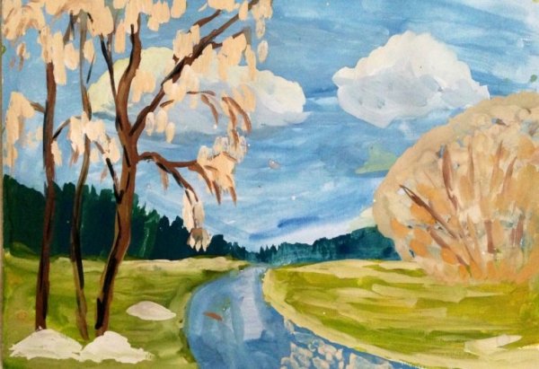 Рисование весеннего пейзажа