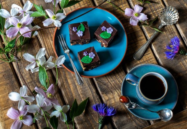 Кофе и цветы