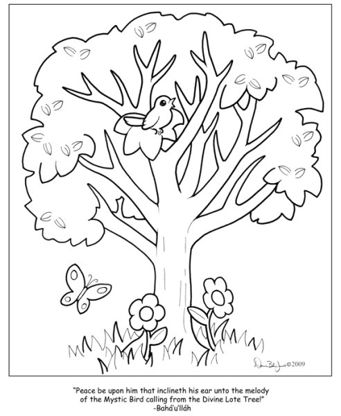 Весеннее дерево раскраска