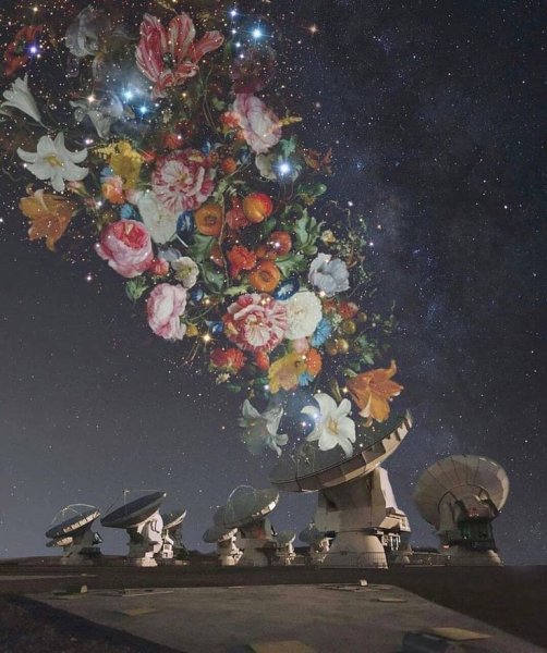 Космонавт с цветами