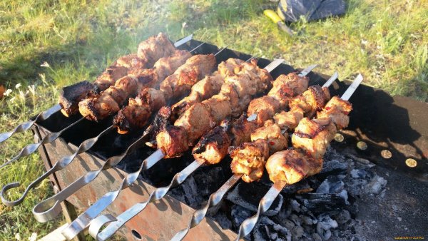 Жарим шашлык на природе