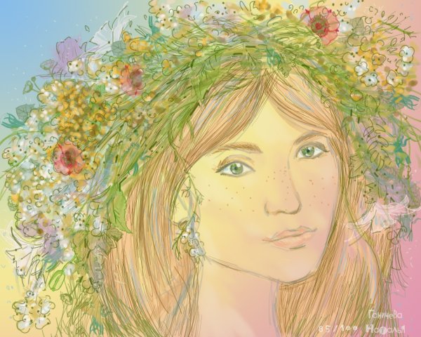 Девушка Весна рисунок для детей