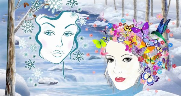 Девушка Весна акварель