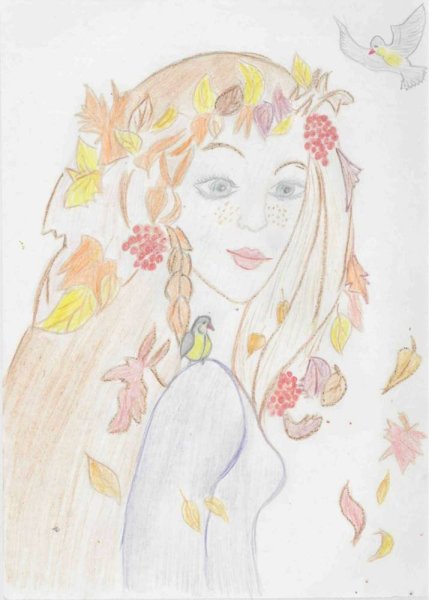Весенний портрет девушки карандашом