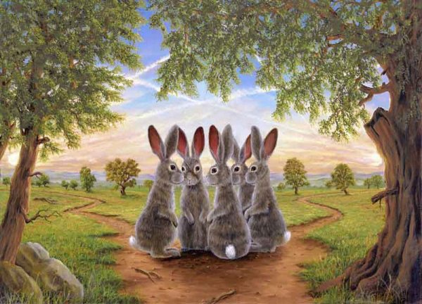 Картина зайцы на Поляне