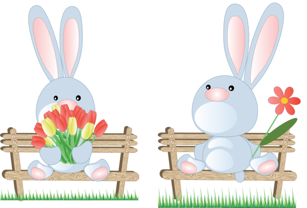 Милый зайчик с цветами