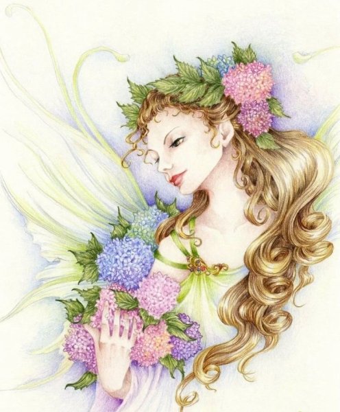 Весенняя девушка рисованная