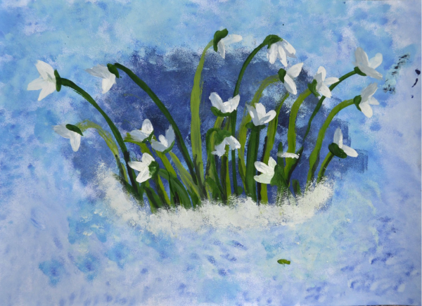 Подснежники акварель