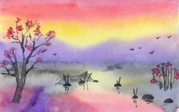 Уроки рисования акварелью пейзажи