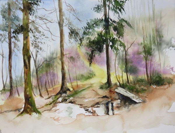 Многослойная живопись акварелью пейзаж