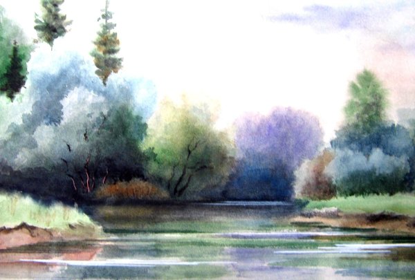 Водные пейзажи акварелью