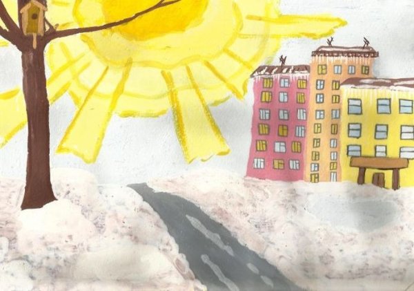 Весна в городе рисунок