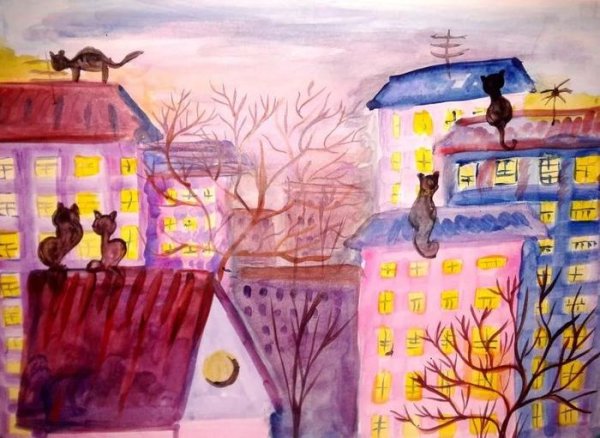 Весна в городе рисуегк