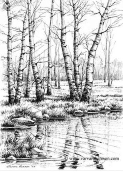 Раскраска Речной пейзаж