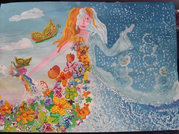 Рисование встреча зимы