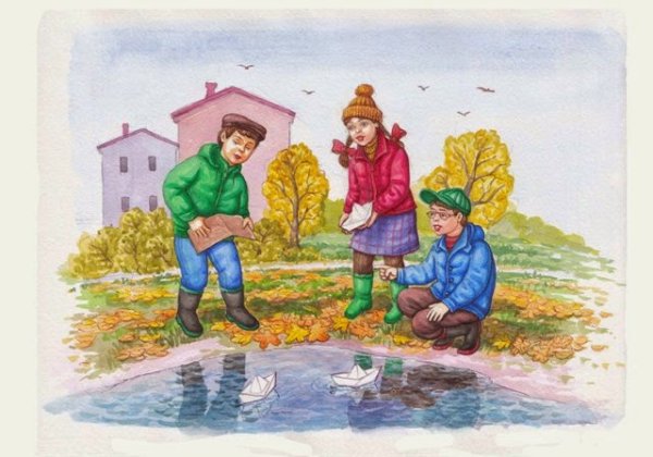Иллюстрации для детей лужи весной