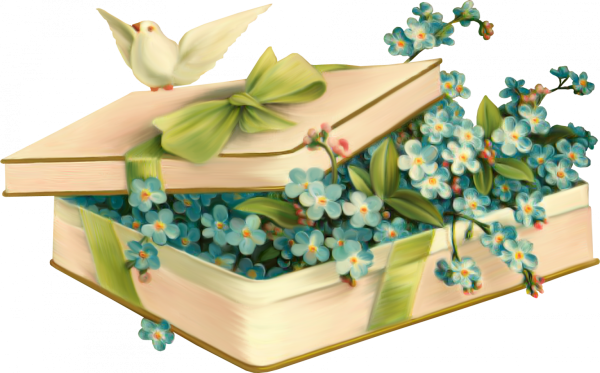 Подарок с цветами на прозрачном фоне