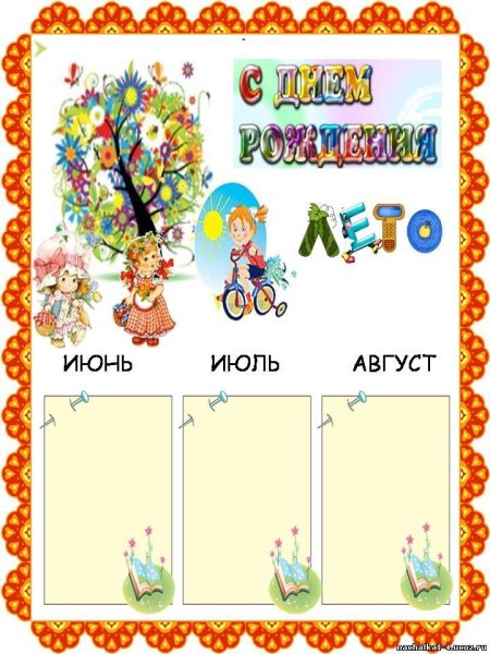 Список именинников в детском саду