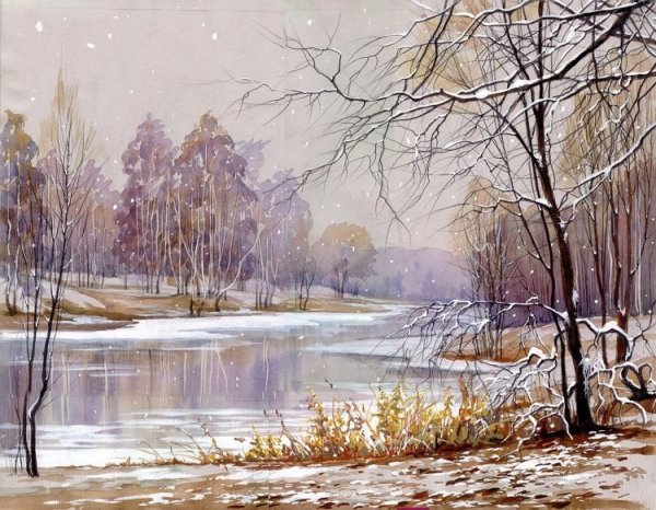 Рисование весеннего пейзажа