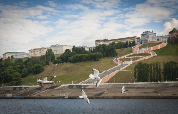 Чкаловская лестница Нижний Новгород весной