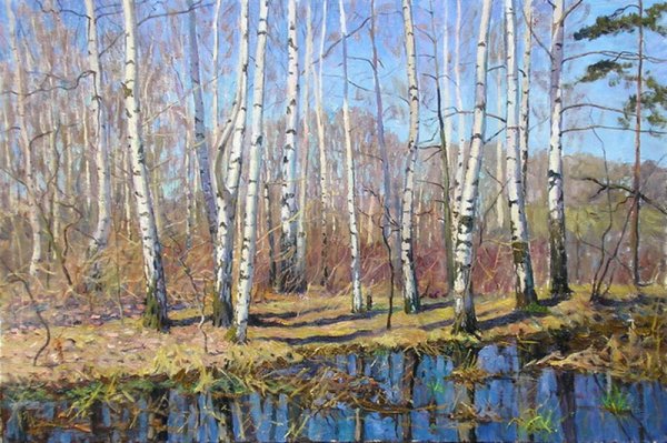Поляна с ландышами живопись