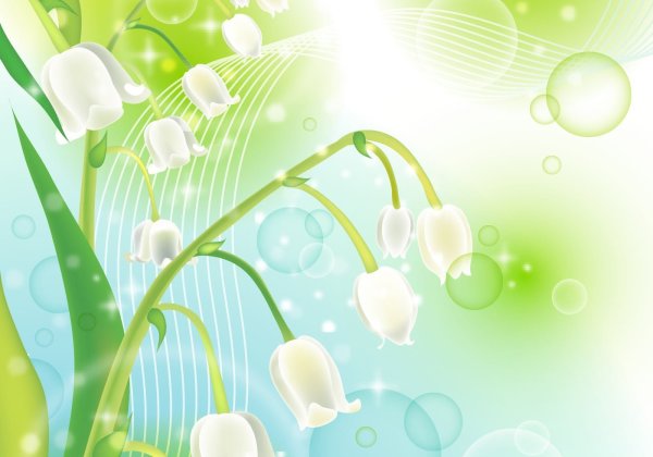 Поляна с цветами и бабочками