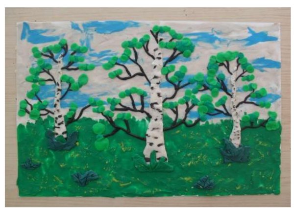 Пластилинография Березка в подготовительной группе